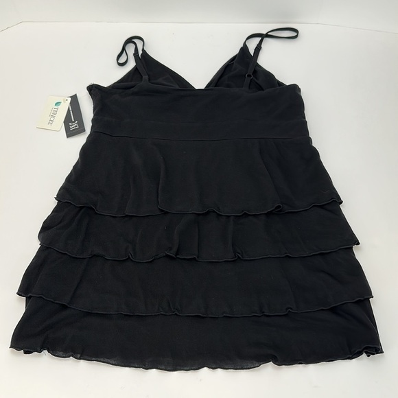 INC Black Ruffled Surplice 100% Tencel Cami Tank Top L Soft Moisture Wicking - Picture 3 of 12